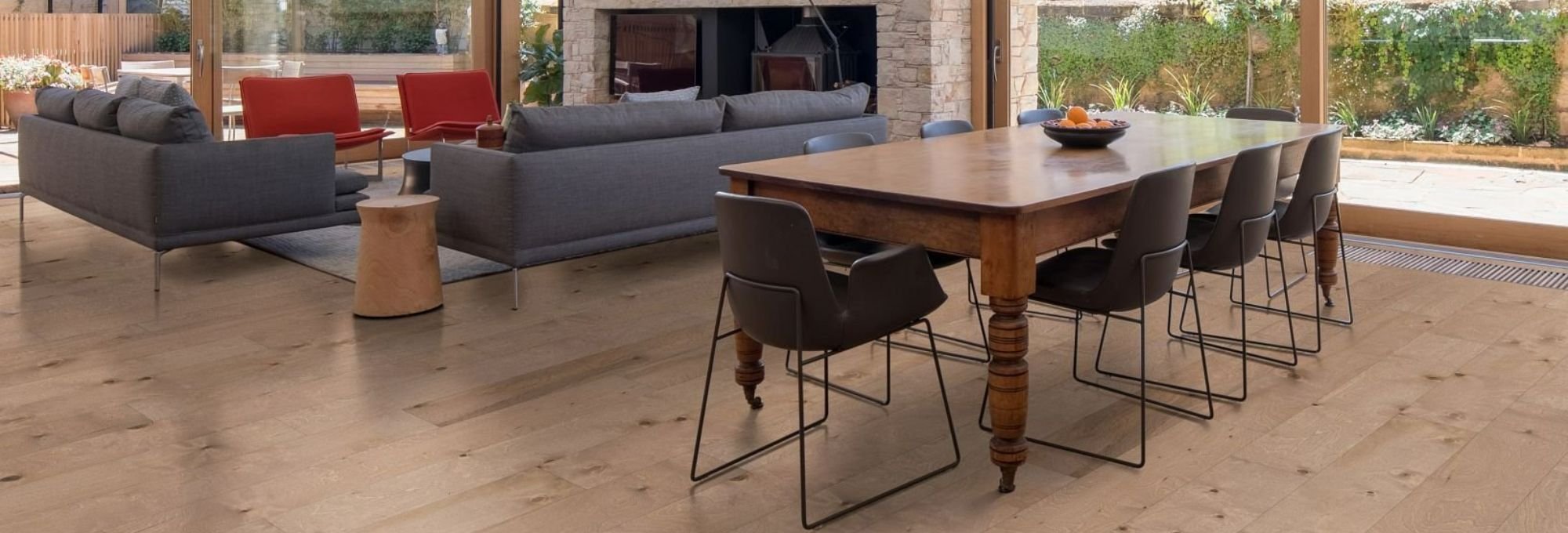 brown hardwood flooring for living room on Dallas Dr, Denton, Texas area